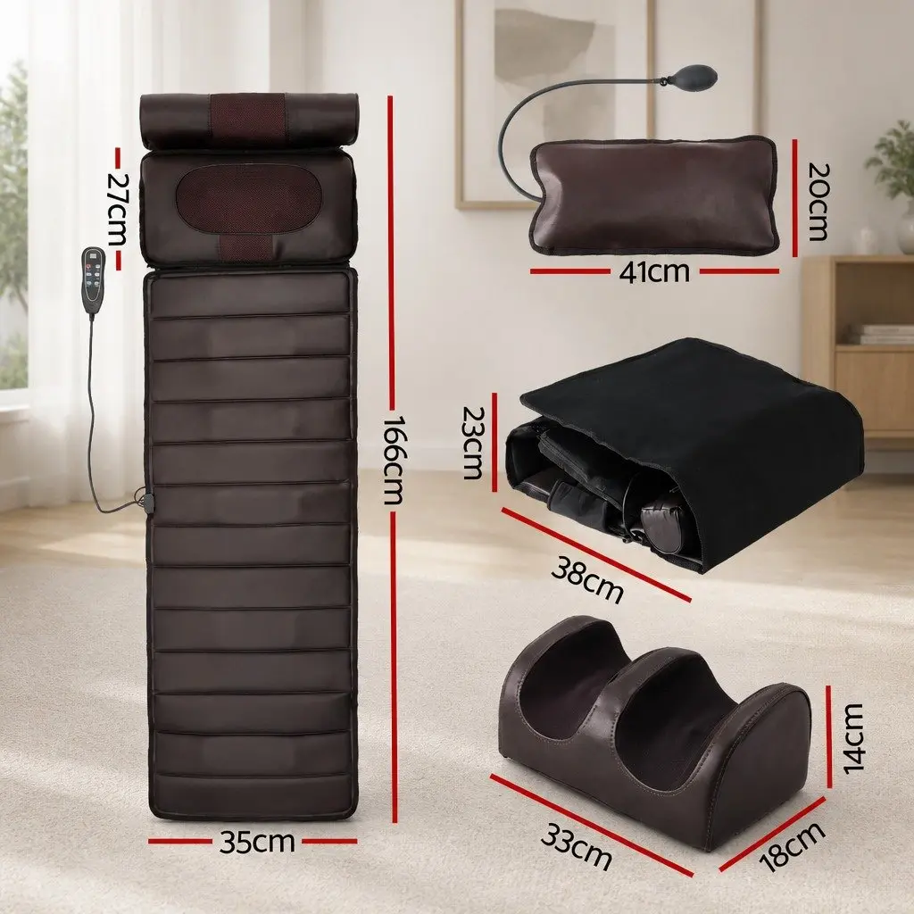 Full Body Massage Mat Kneading Neck Foot Massager Heated Vibration Airbag