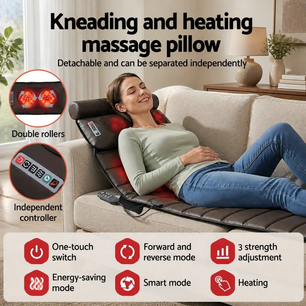 Full Body Massage Mat Kneading Neck Foot Massager Heated Vibration Airbag