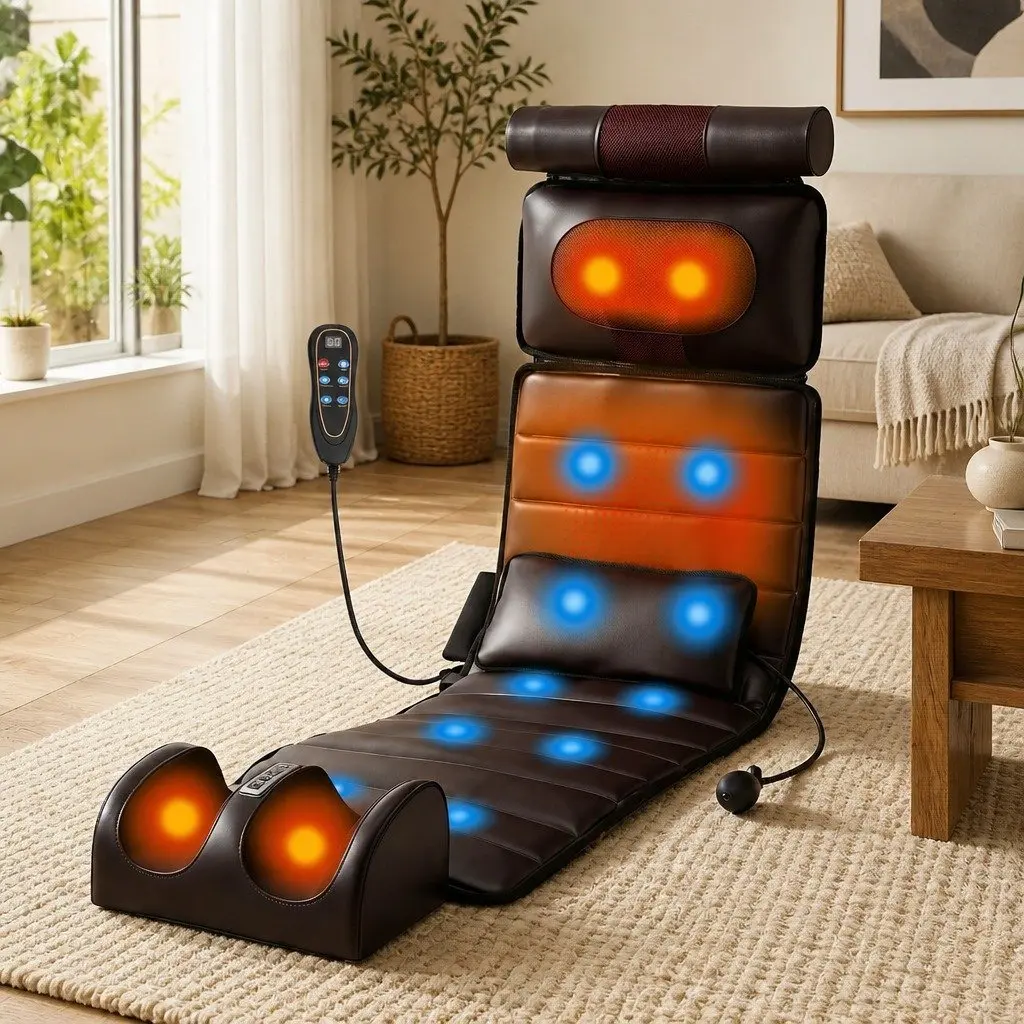 Full Body Massage Mat Kneading Neck Foot Massager Heated Vibration Airbag