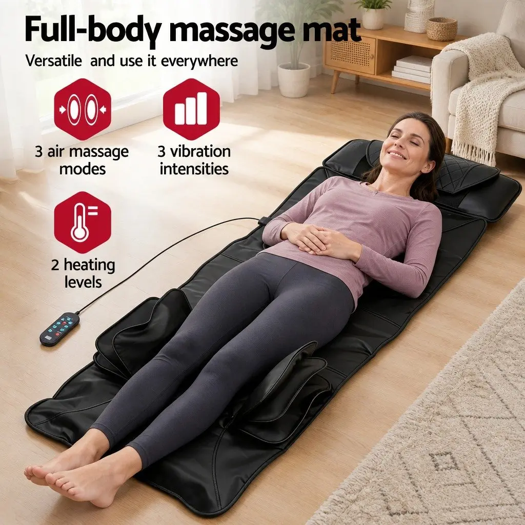 Full Body Massage Mat Heated Kneading Neck Lumbar Airbag Stretch Vibration