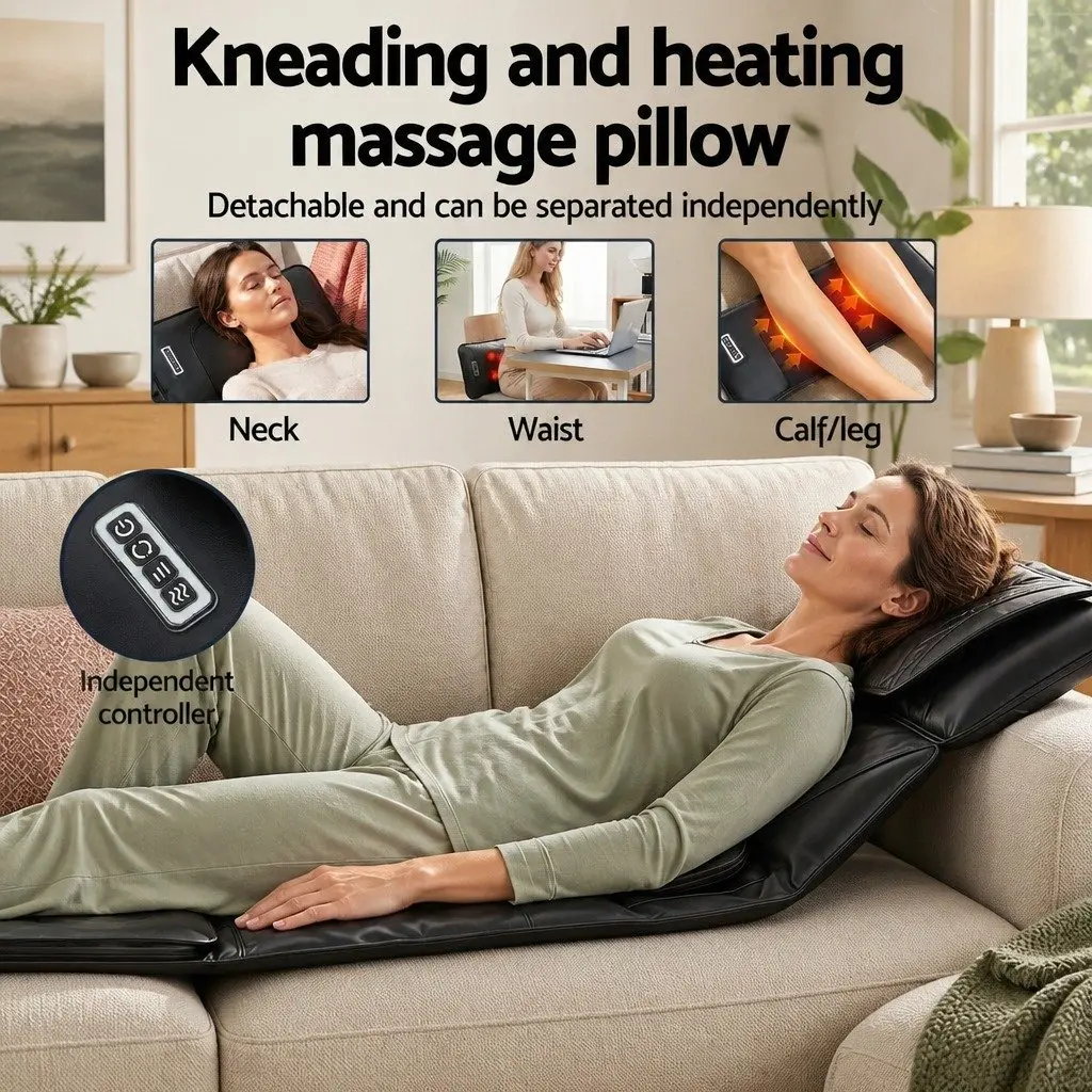Full Body Massage Mat Heated Kneading Neck Lumbar Airbag Stretch Vibration