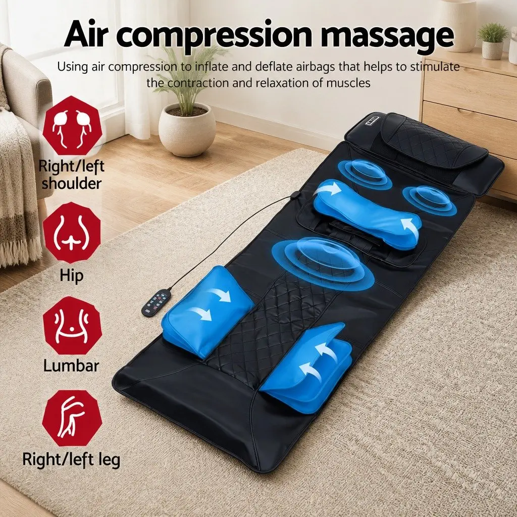Full Body Massage Mat Heated Kneading Neck Lumbar Airbag Stretch Vibration