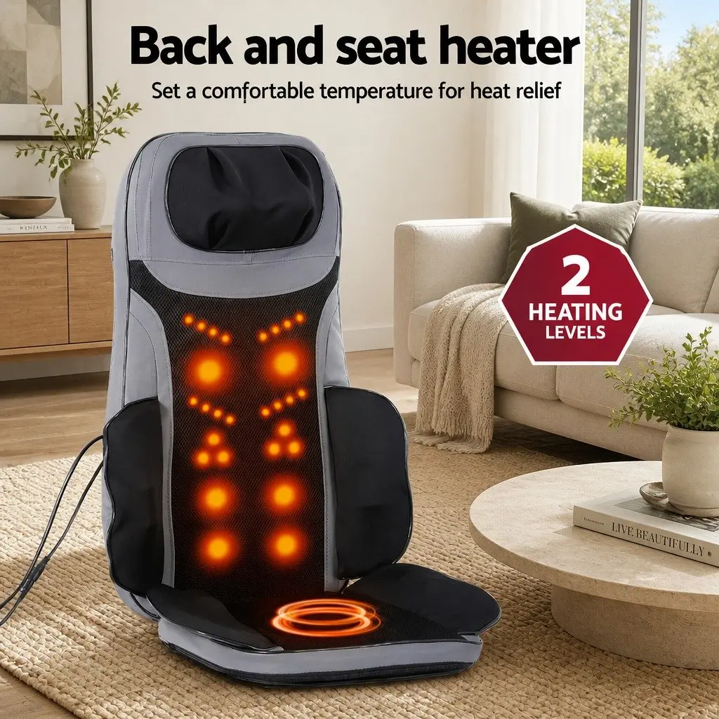 Full Back Massage Seat Cushion with Heating 8-Node Kneading Vibration Home