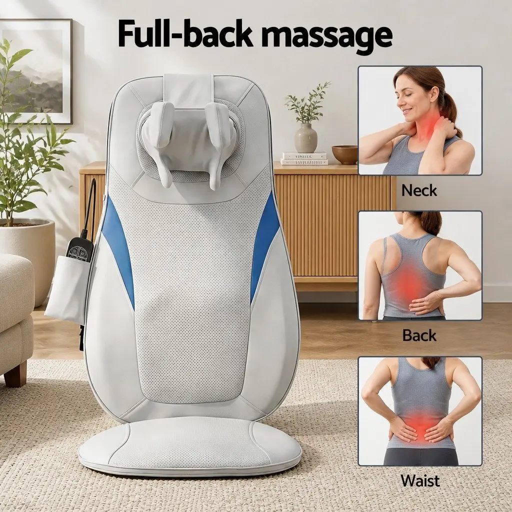 Full Back Massage Cushion for Office Home Car with 3D Kneading Heating Vibration