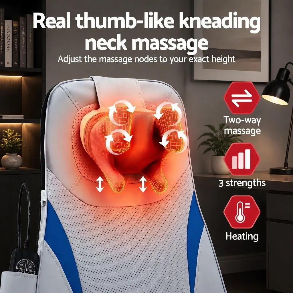 Full Back Massage Cushion for Office Home Car with 3D Kneading Heating Vibration