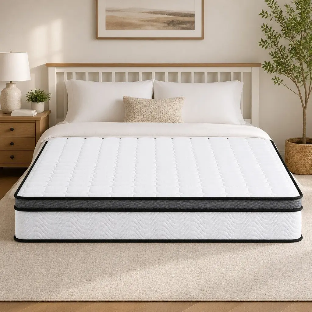 Queen Mattress Medium Firm 25cm Bonnell Spring Cool Gel Memory Foam Support