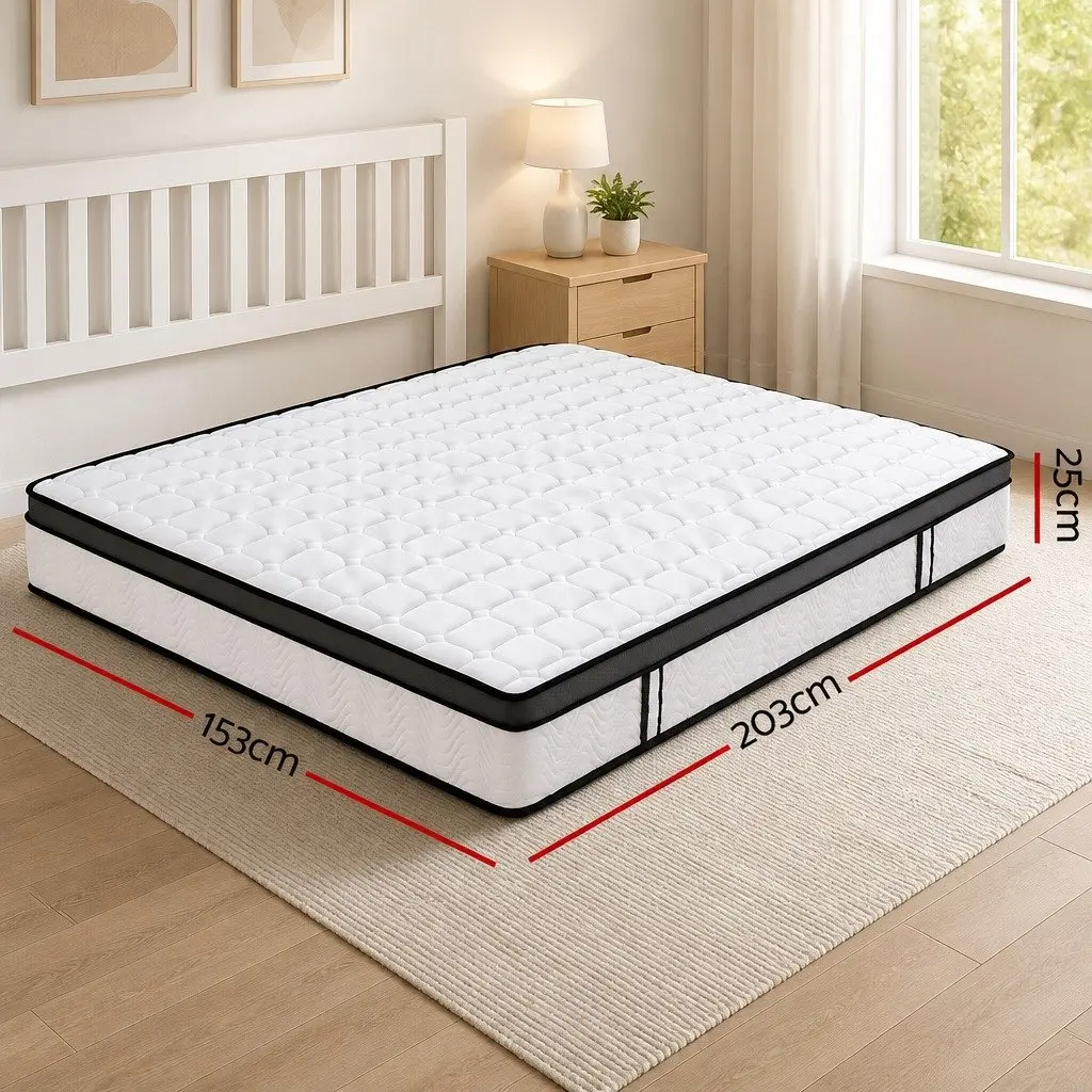 Queen Mattress Medium Firm 25cm Bonnell Spring Cool Gel Memory Foam Support