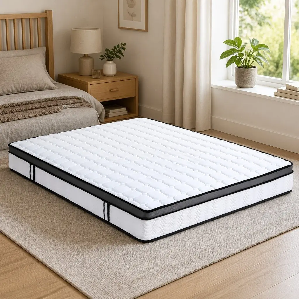 Queen Mattress Medium Firm 25cm Bonnell Spring Cool Gel Memory Foam Support