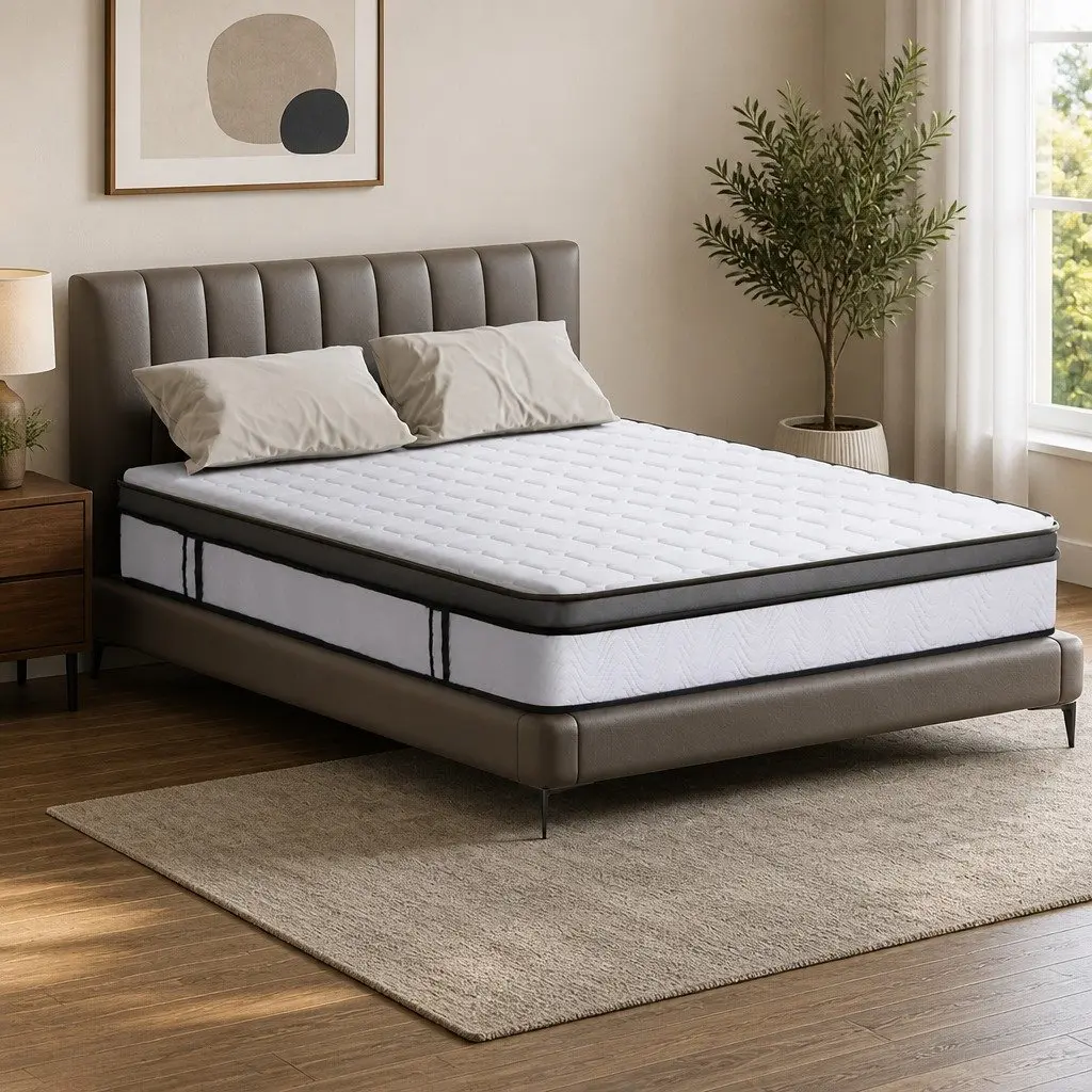 Queen Mattress Medium Firm 25cm Bonnell Spring Cool Gel Memory Foam Support