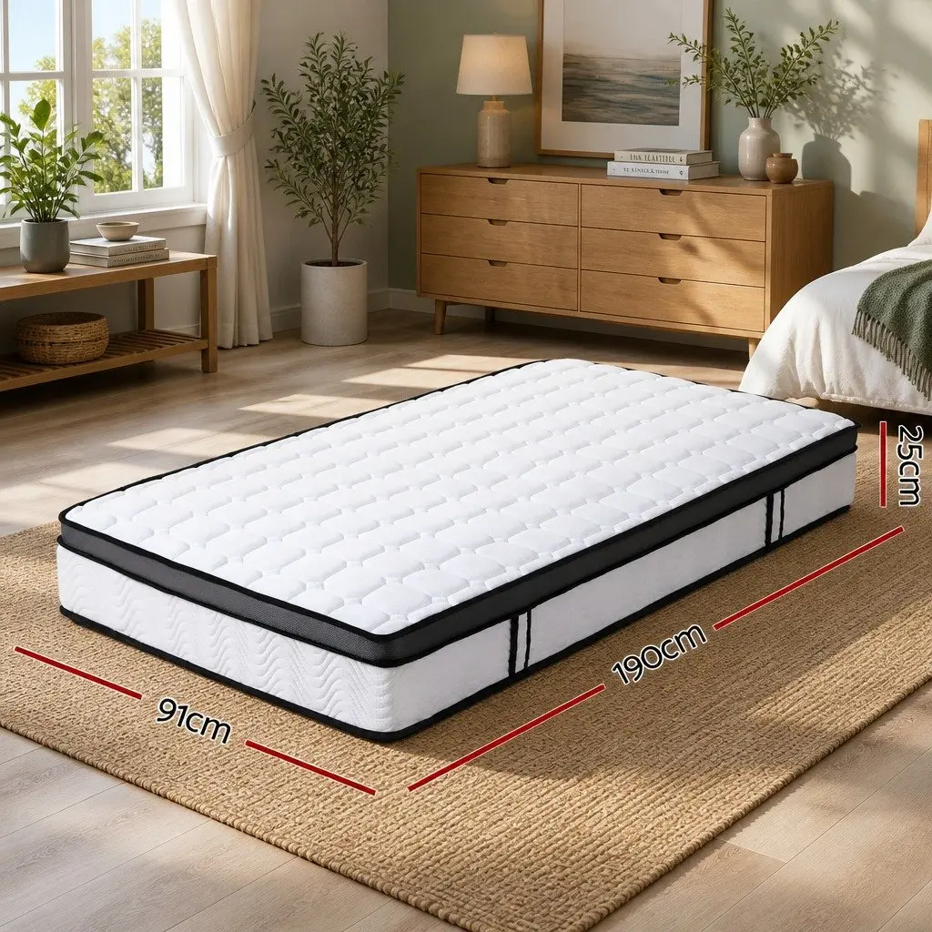 Single Mattress for Bedroom 25cm Medium-Firm Bonnell Spring Cool Gel Foam Support