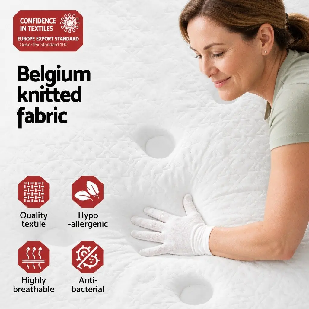 Queen Mattress 21cm Medium Firm Support Bonnell Spring Euro Top Bedding