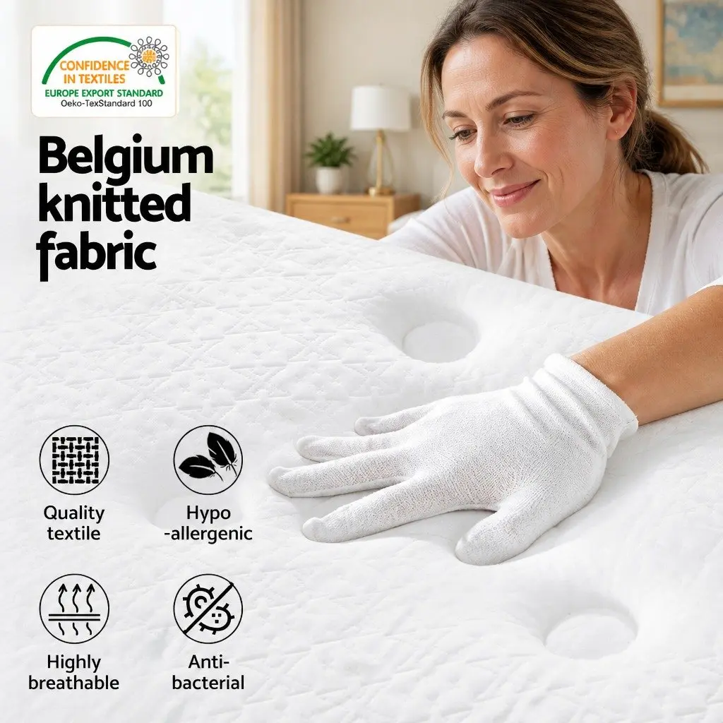 Single Mattress 21cm Euro Top Bonnell Spring Medium Firm Support Hypoallergenic