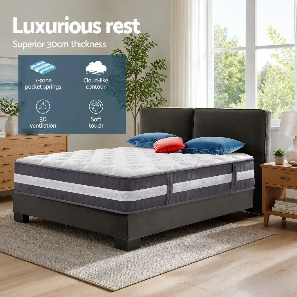 King Single 30cm Pocket Spring Mattress