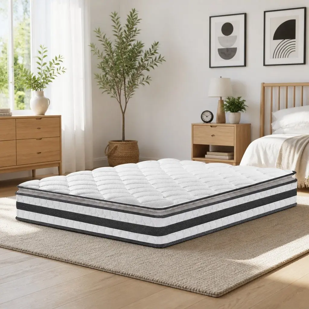 Single Mattress 21cm Pillow Top Medium Firm Bonnell Spring Breathable Bed