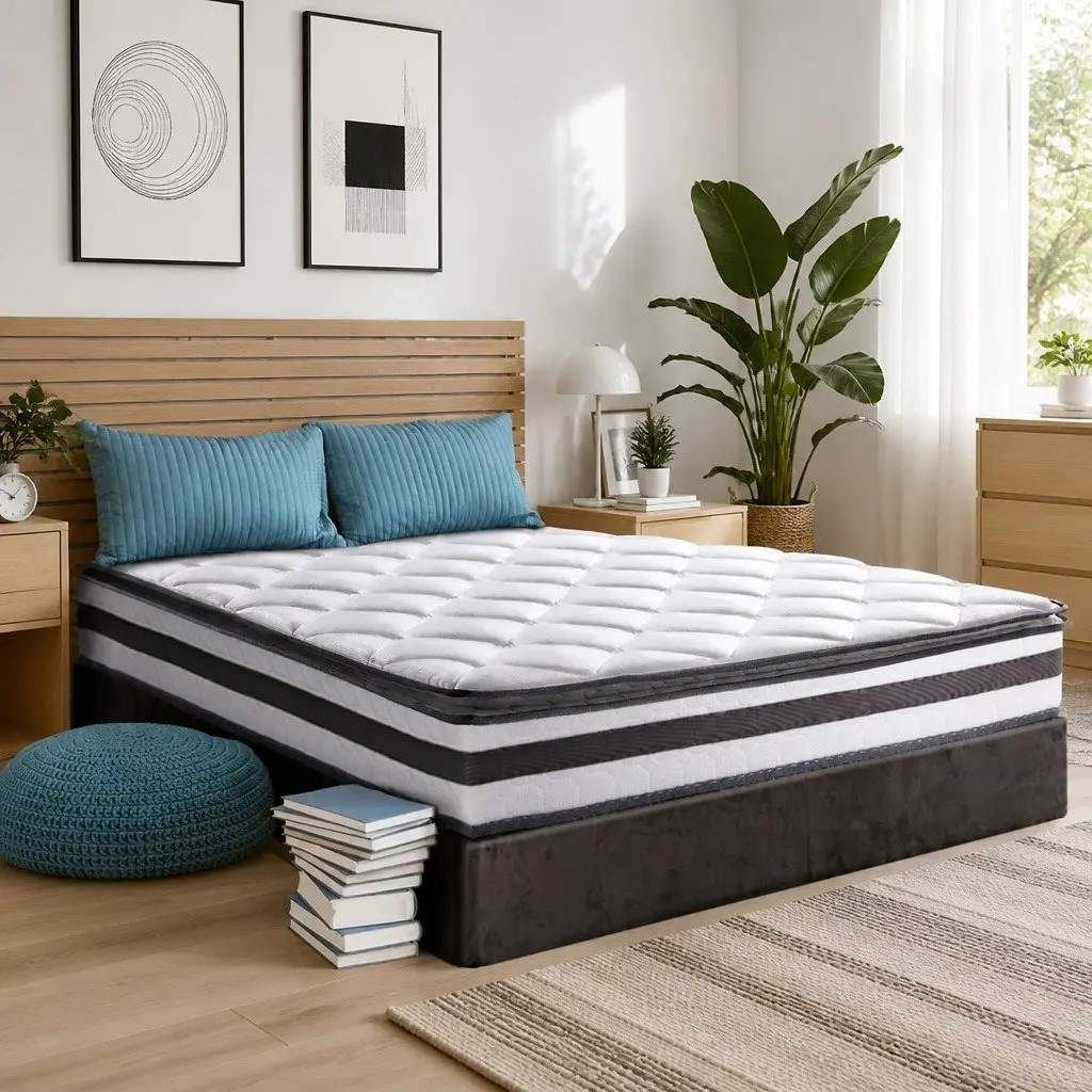 Single Mattress 21cm Pillow Top Medium Firm Bonnell Spring Breathable Bed