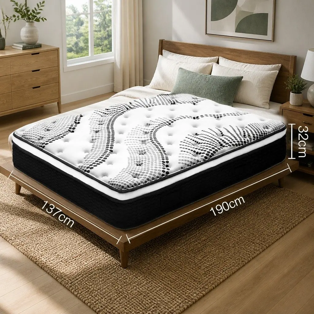 Euro Top Double Mattress for Sleep Support 32cm Thick Plush Comfort