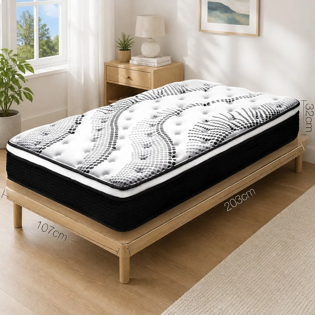 Euro Top Mattress King Single 32cm Thick Plush Medium Firmness