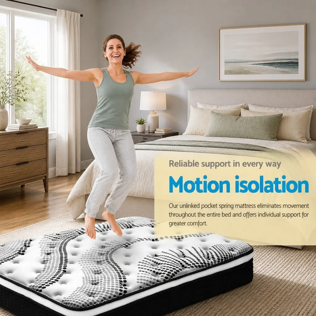 Single Mattress Euro Top 32cm Thick Medium Firmness Pocket Spring Bed Sleep