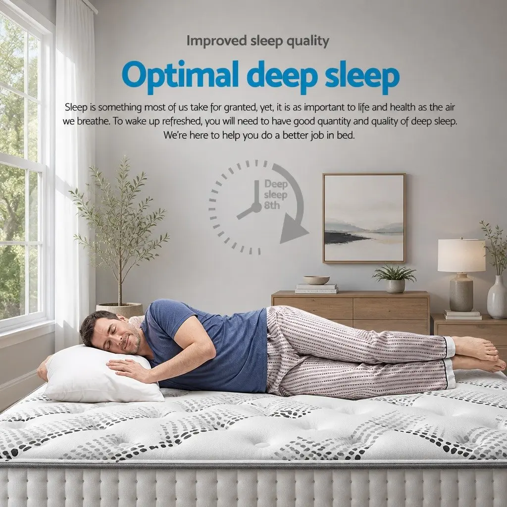 Single Mattress Euro Top 32cm Thick Medium Firmness Pocket Spring Bed Sleep