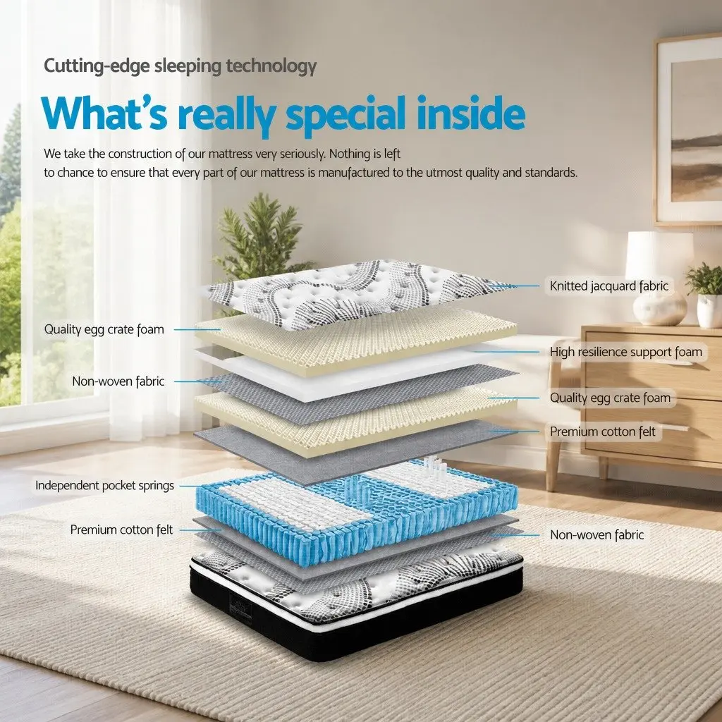 Single Mattress Euro Top 32cm Thick Medium Firmness Pocket Spring Bed Sleep