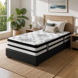 King Single Mattress 34cm Euro Top Pocket Spring Bed Medium Firm Support