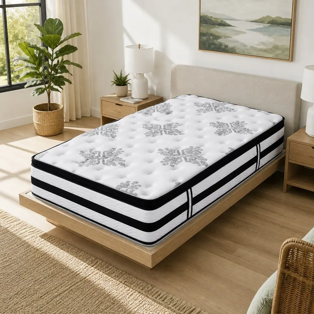 King Single Mattress 34cm Euro Top Pocket Spring Bed Medium Firm Support