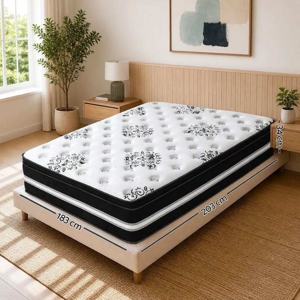 King Size Mattress 34cm Euro Top Cool Gel Memory Foam Medium Firm Support