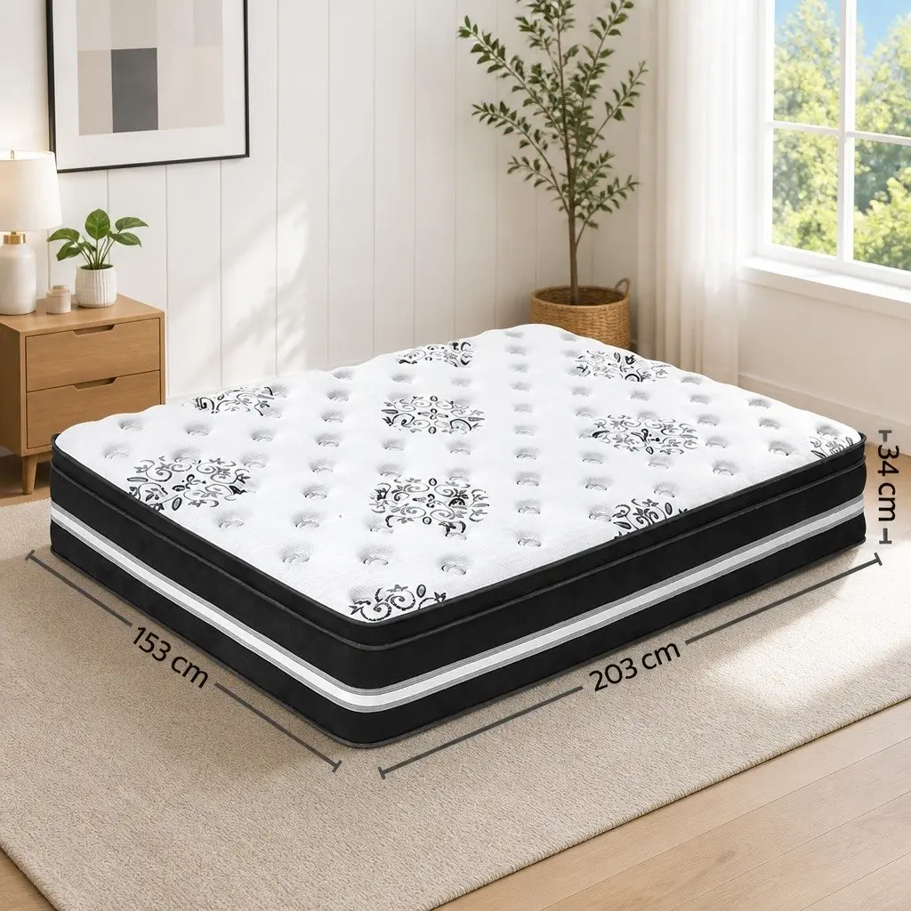 Queen Mattress Euro Top 34cm Cool Gel Memory Foam Medium Firm Support
