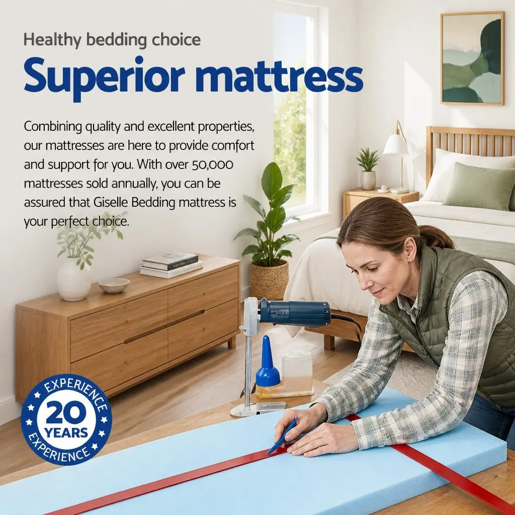King Single Mattress 34cm Euro Top Cool Gel Memory Foam Medium Firm Support