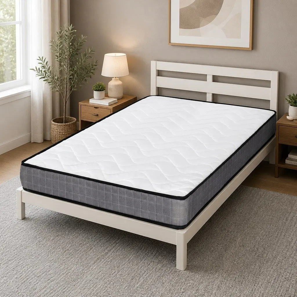 Queen Mattress Medium Firm 13cm Thick Bonnell Spring Tight Top Quilted Bed