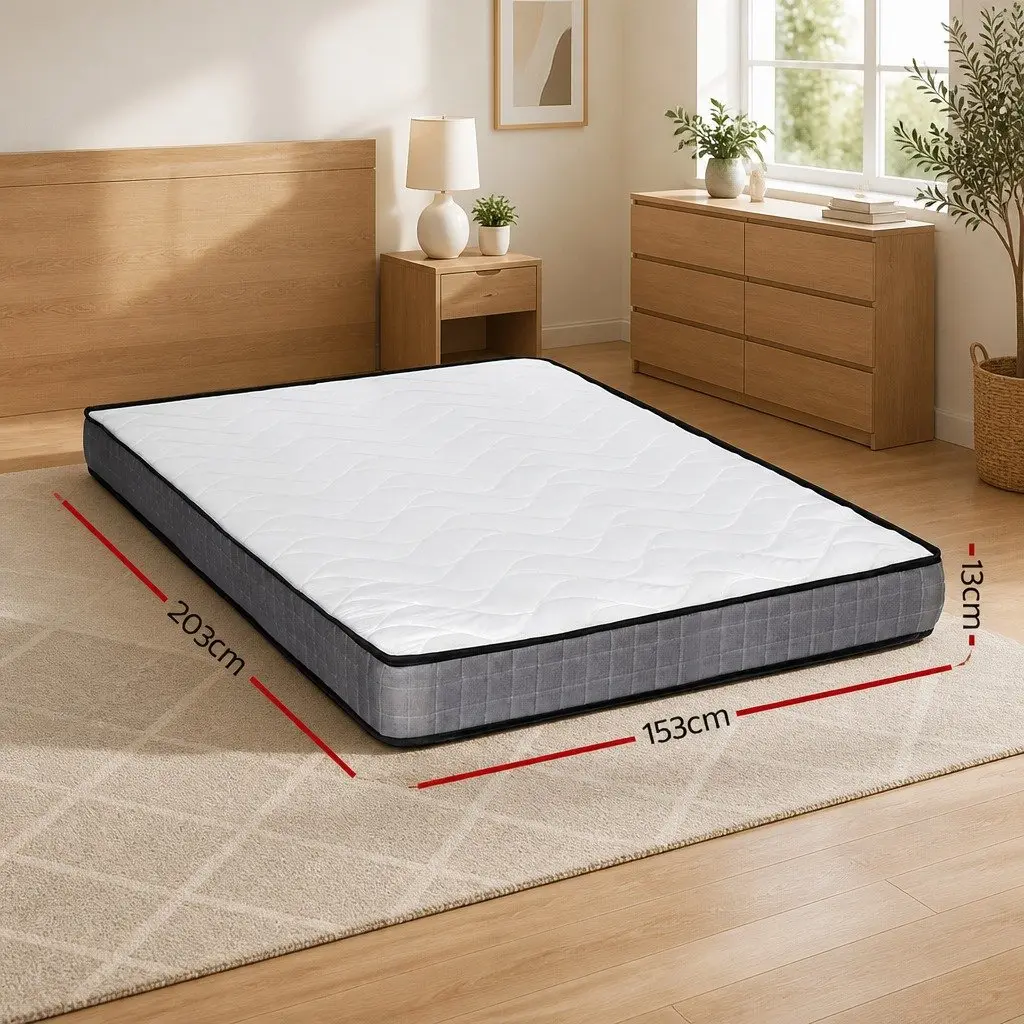 Queen Mattress Medium Firm 13cm Thick Bonnell Spring Tight Top Quilted Bed