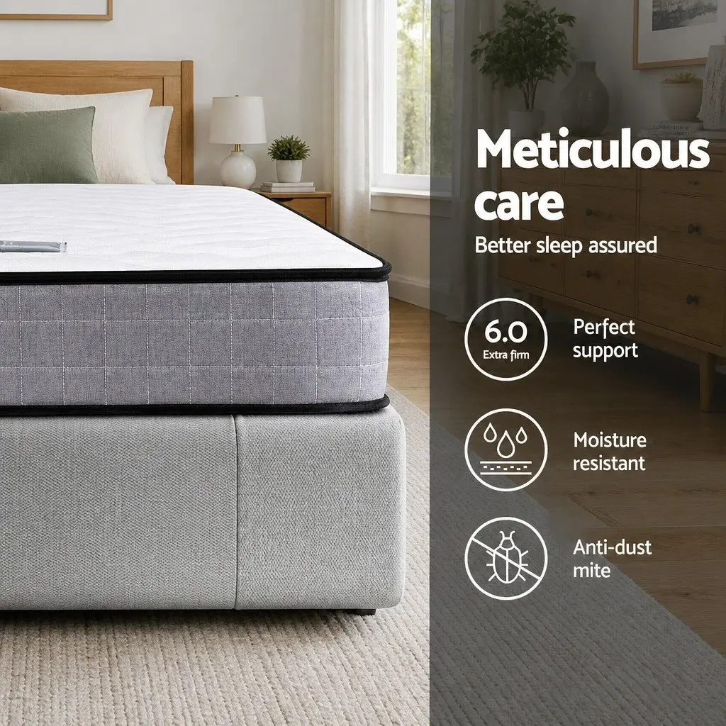 Queen Mattress Medium Firm 13cm Thick Bonnell Spring Tight Top Quilted Bed