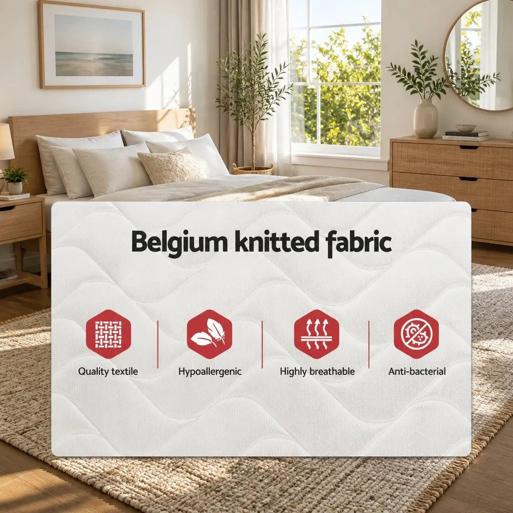 Queen Mattress Medium Firm 13cm Thick Bonnell Spring Tight Top Quilted Bed