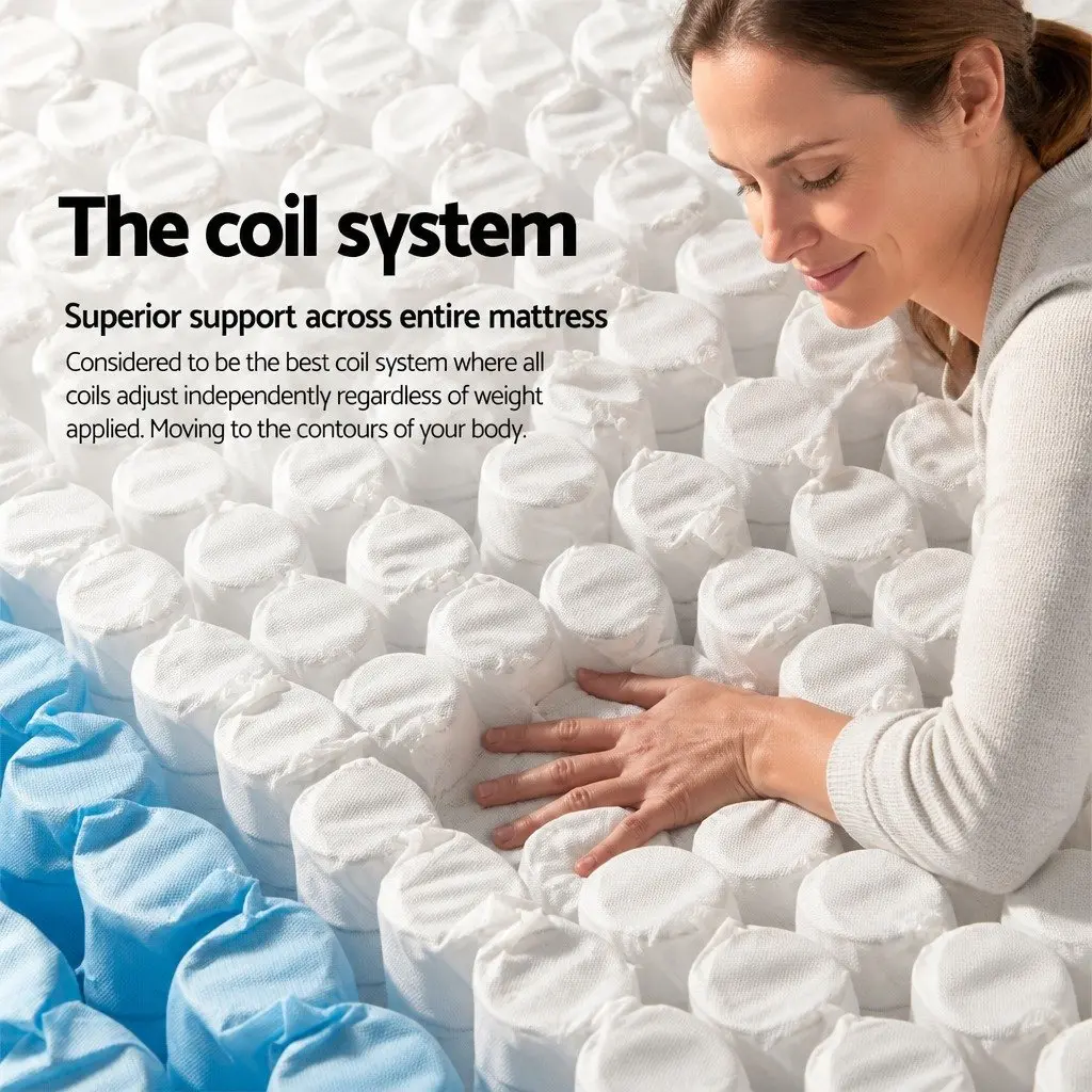 King Single Mattress 21cm Tight Top Pocket Spring Coil Bed Medium Firmness