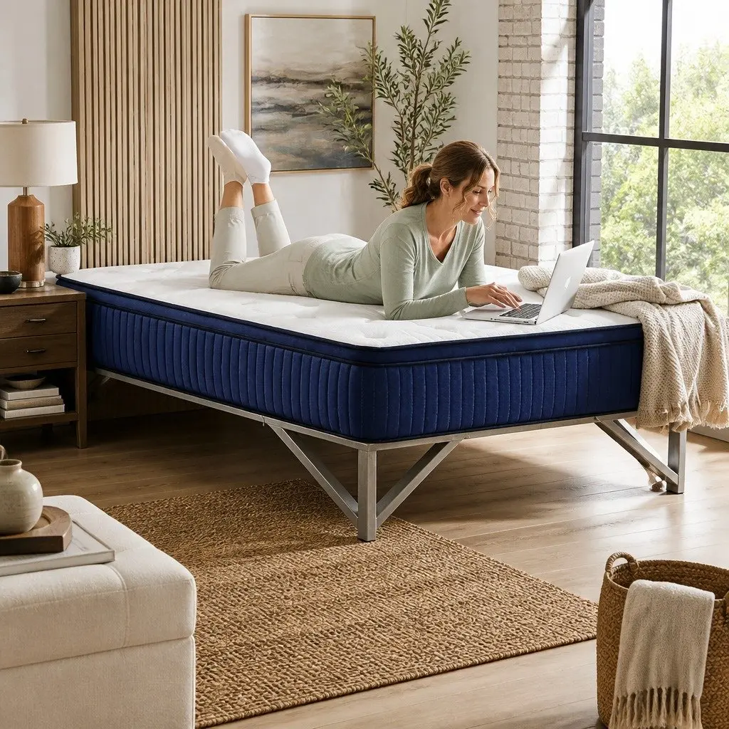Double Mattress Medium Firm 34cm Pocket Springs Cool Gel Memory Foam 7 Zone