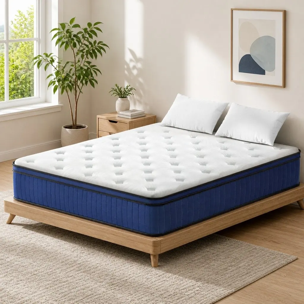 Queen Euro Top Mattress 34cm Cool Gel Memory Foam 7 Zone Pocket Spring