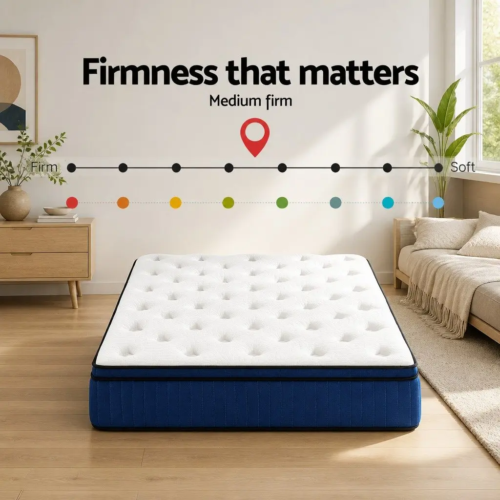 Queen Euro Top Mattress 34cm Cool Gel Memory Foam 7 Zone Pocket Spring