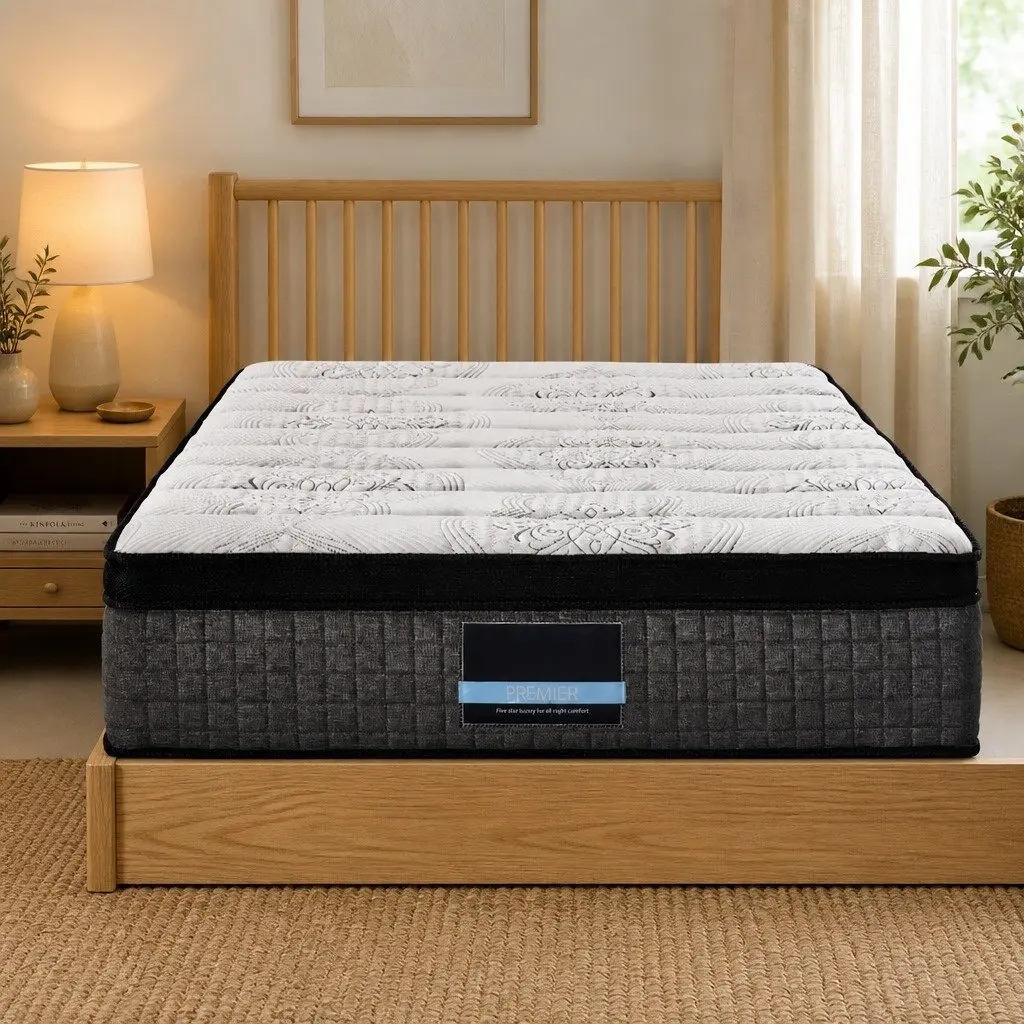 Double Mattress 34cm Euro Top 9 Zone Pocket Spring Latex Foam Medium Firm