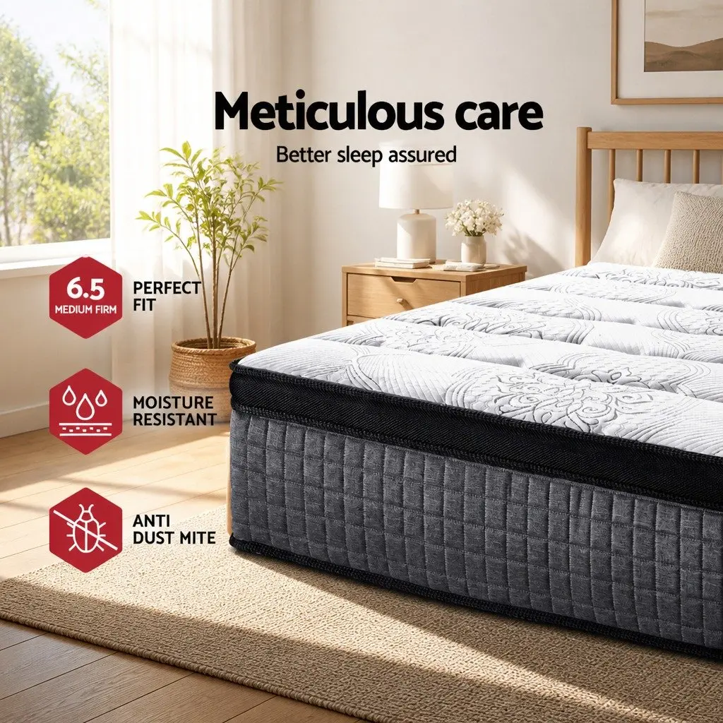 King Size Mattress for Bedroom 34cm Medium Firm Support with 9-Zone Pocket Spring System