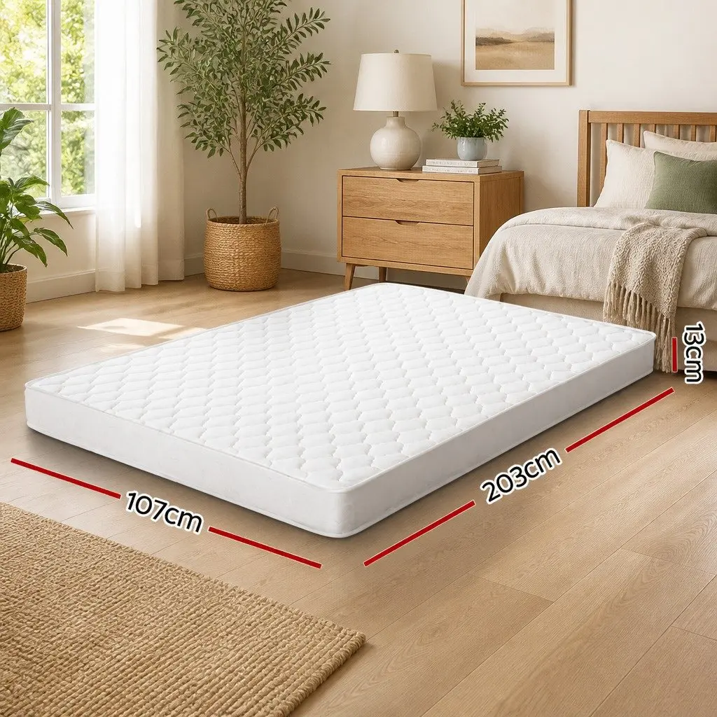 Medium Firm King Single Mattress 13cm Bonnell Spring Tight Top White