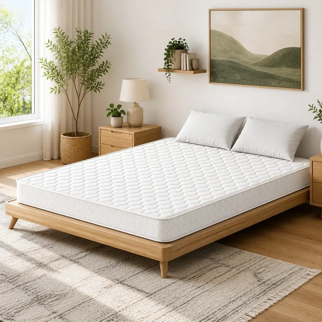 Queen Size Mattress 13cm Bonnell Spring Medium Firm Quilted White for Bedroom
