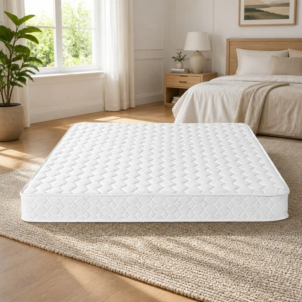 Queen Size Mattress 13cm Bonnell Spring Medium Firm Quilted White for Bedroom