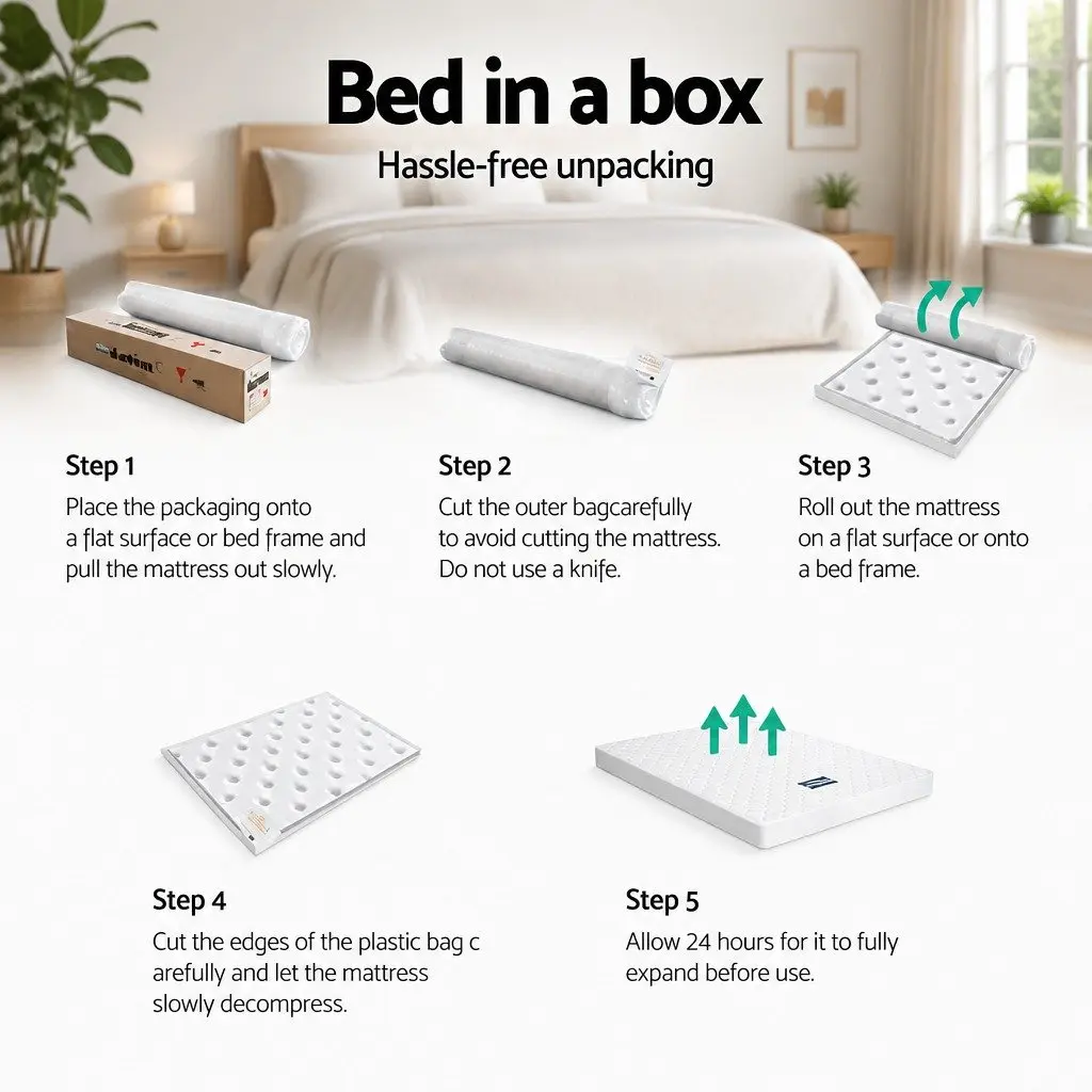 Queen Size Mattress 13cm Bonnell Spring Medium Firm Quilted White for Bedroom