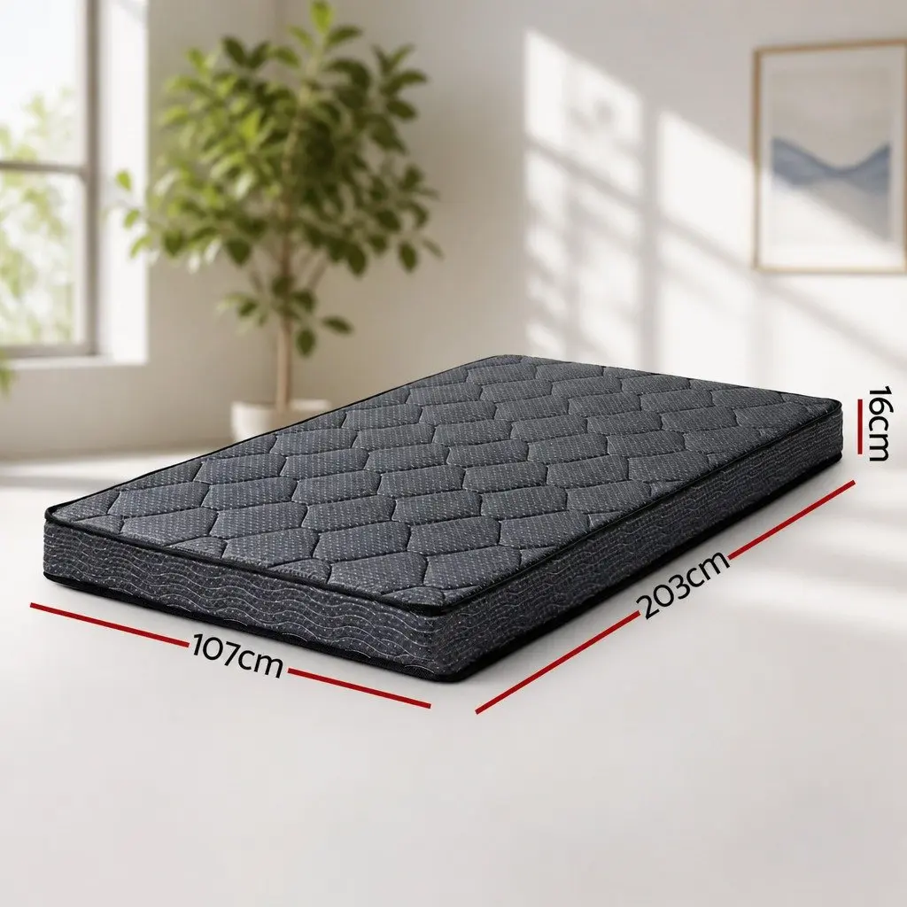 King Single Mattress 16cm Tight Top Bonnell Spring Medium Firm Grey