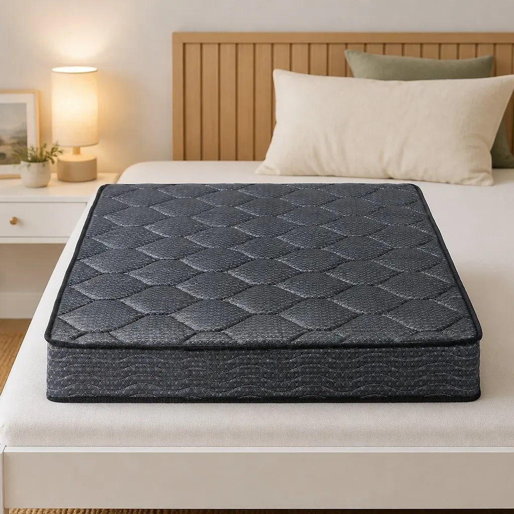 Single Mattress Grey 16cm Bonnell Spring Tight Top Medium Firm Support