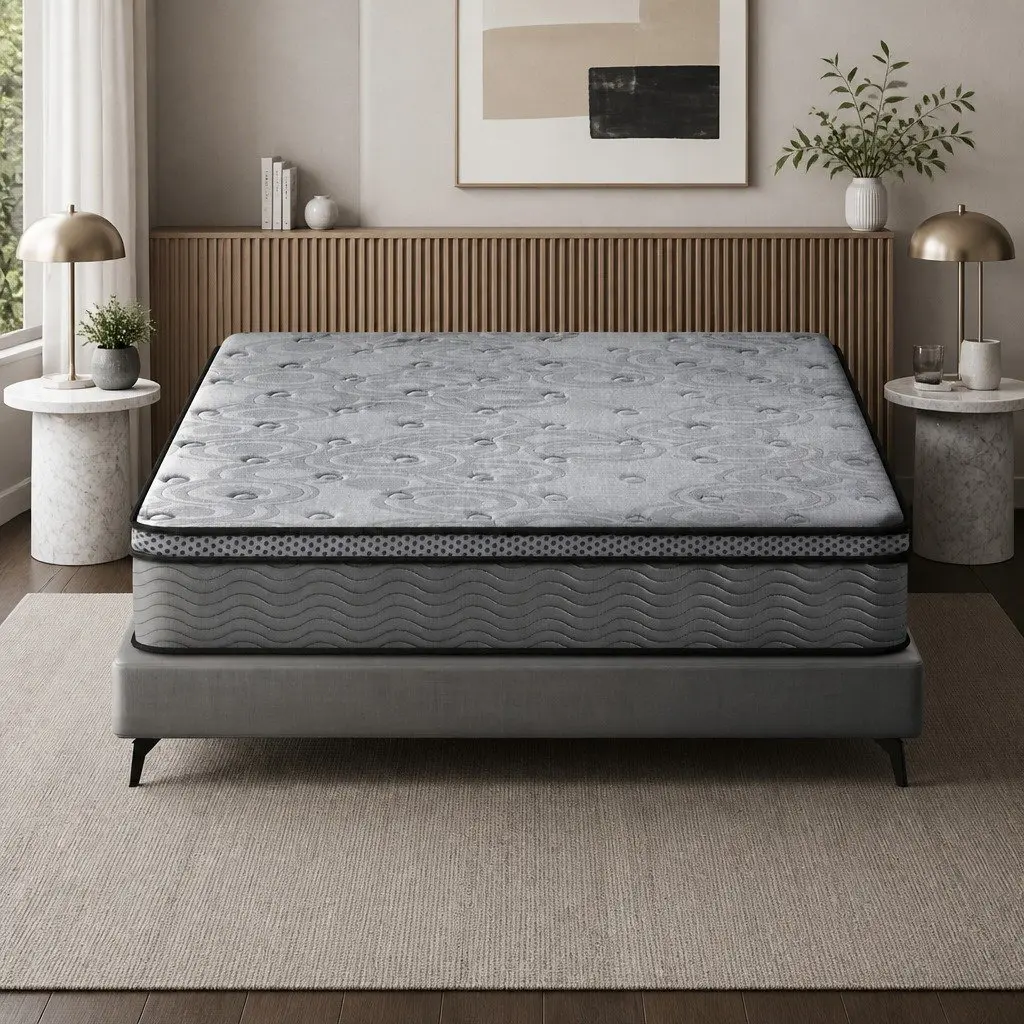 Double Mattress Euro Top Medium-Firm Support 26cm Grey Pocket Spring Bed