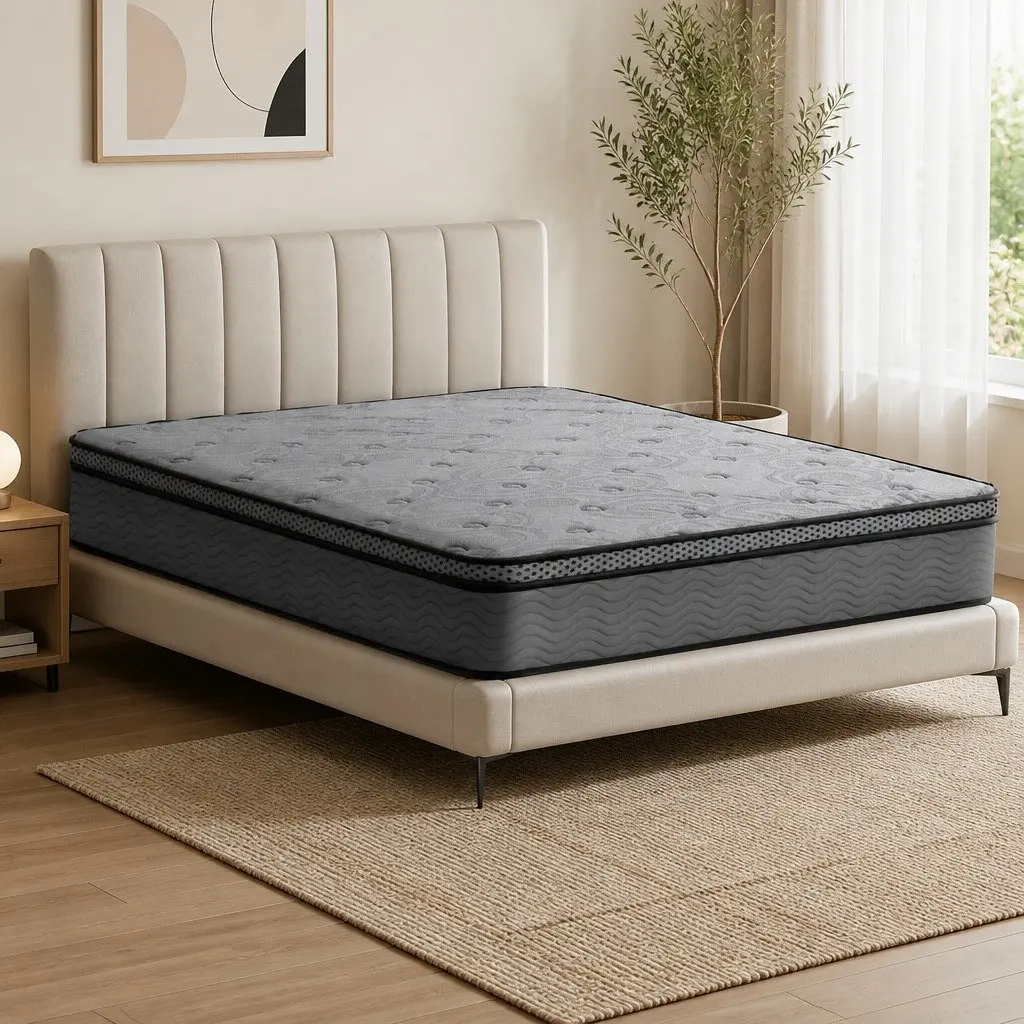 Double Mattress Euro Top Medium-Firm Support 26cm Grey Pocket Spring Bed
