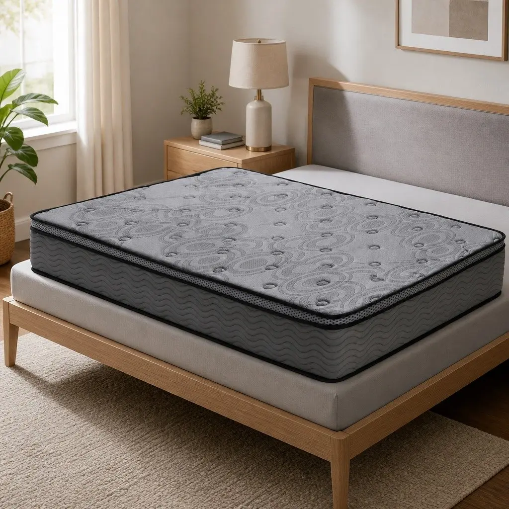 King Single Mattress 26cm Euro Top Medium Firm Pocket Spring Memory Foam Grey