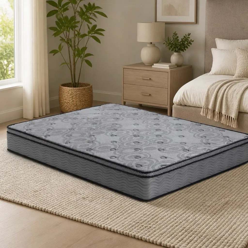 Queen Mattress 26cm Euro Top Medium-Firm Pocket Spring Memory Foam Grey Bed