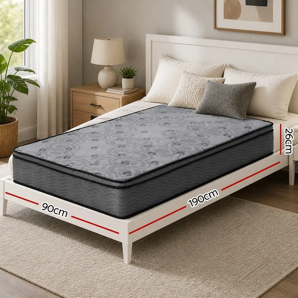 26cm Thick Single Mattress in Grey